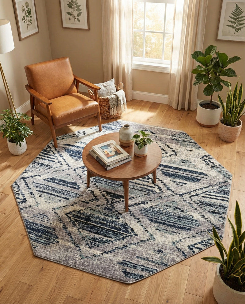 Marrakech Mosaic Collection Area Rug -  Atlas Octagon Blue Gray  lifestyle 31