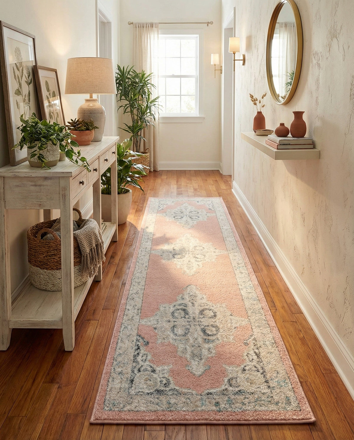 Beverly Grove Collection Area Rug -  Fairfax (Rose) Runner Rose  lifestyle 81
