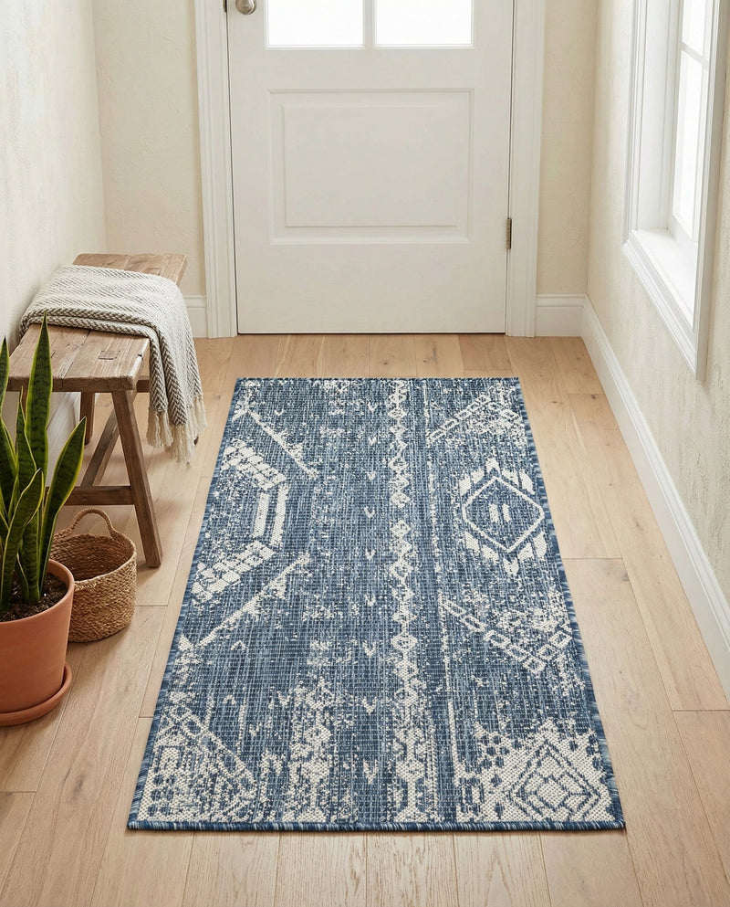 Desert Nomad Terrace Collection Area Rug - Sahara (Blue) Runner Blue  lifestyle 77