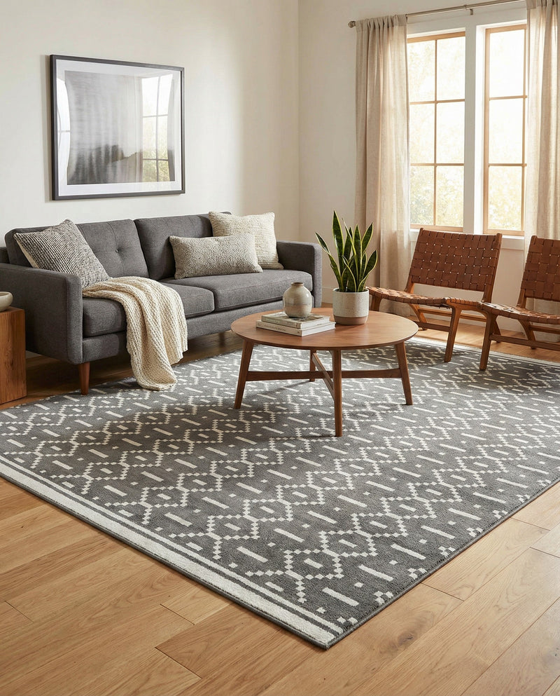 Copenhagen Edge Collection Area Rug -  Tivoli Rectangle Gray  lifestyle 20