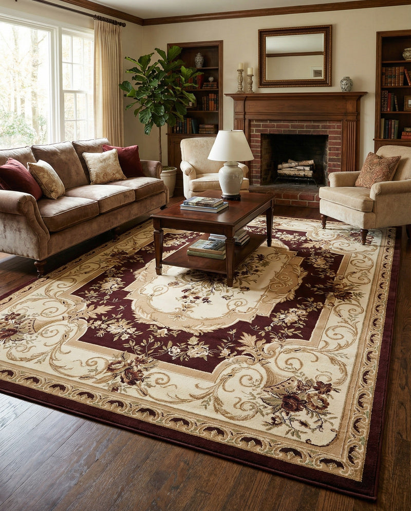 Versailles Elegance Collection Area Rug -  Louveciennes (Brown) Rectangle Brown  lifestyle 23