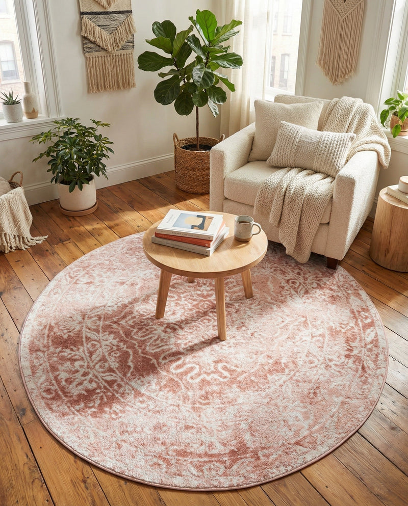 Cambridge Classics Collection Area Rug -  Magdalene (Pink) Round Pink  lifestyle 34