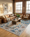 Parisian Elegance Collection Area Rug - Versailles (Teal) Rectangle Teal  lifestyle 23