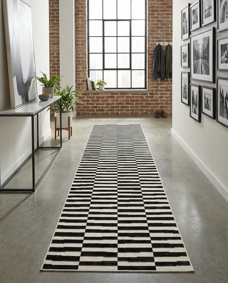 Soho Elegance Collection Area Rug -  Hudson (Black) Runner Black  lifestyle 69