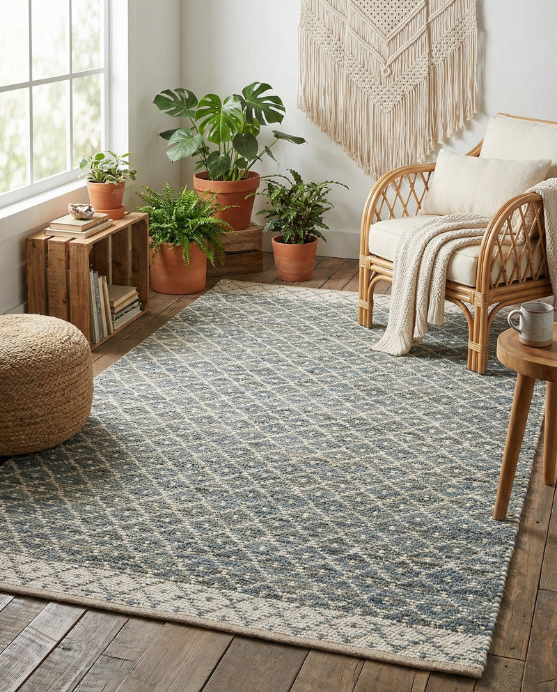 Tulum Trellis Collection Area Rug - Shoreline Rectangle Gray  lifestyle 32