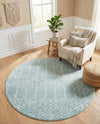 Marrakesh Lattice Collection Area Rug - Casablanca (Aqua) Round Aqua  lifestyle 67