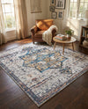 Baroque Era Collection Area Rug - Versailles (Sea Salt White) Square Sea Salt White  lifestyle 59