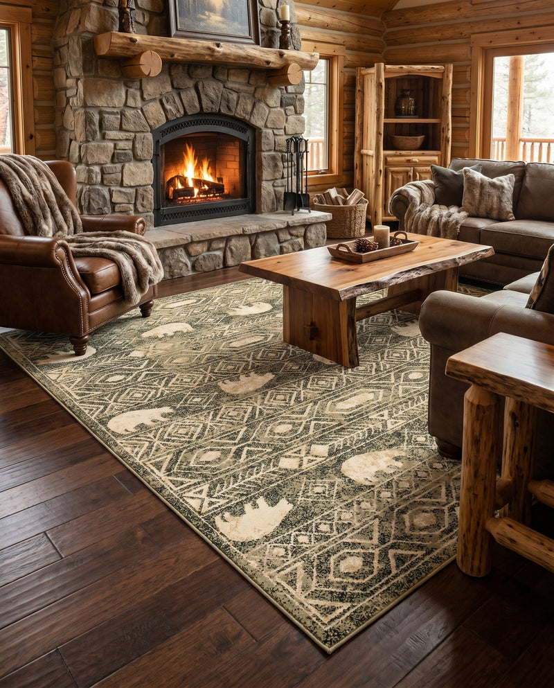 Frontier Trails Collection Area Rug -  Sedona Rectangle Green  lifestyle 37