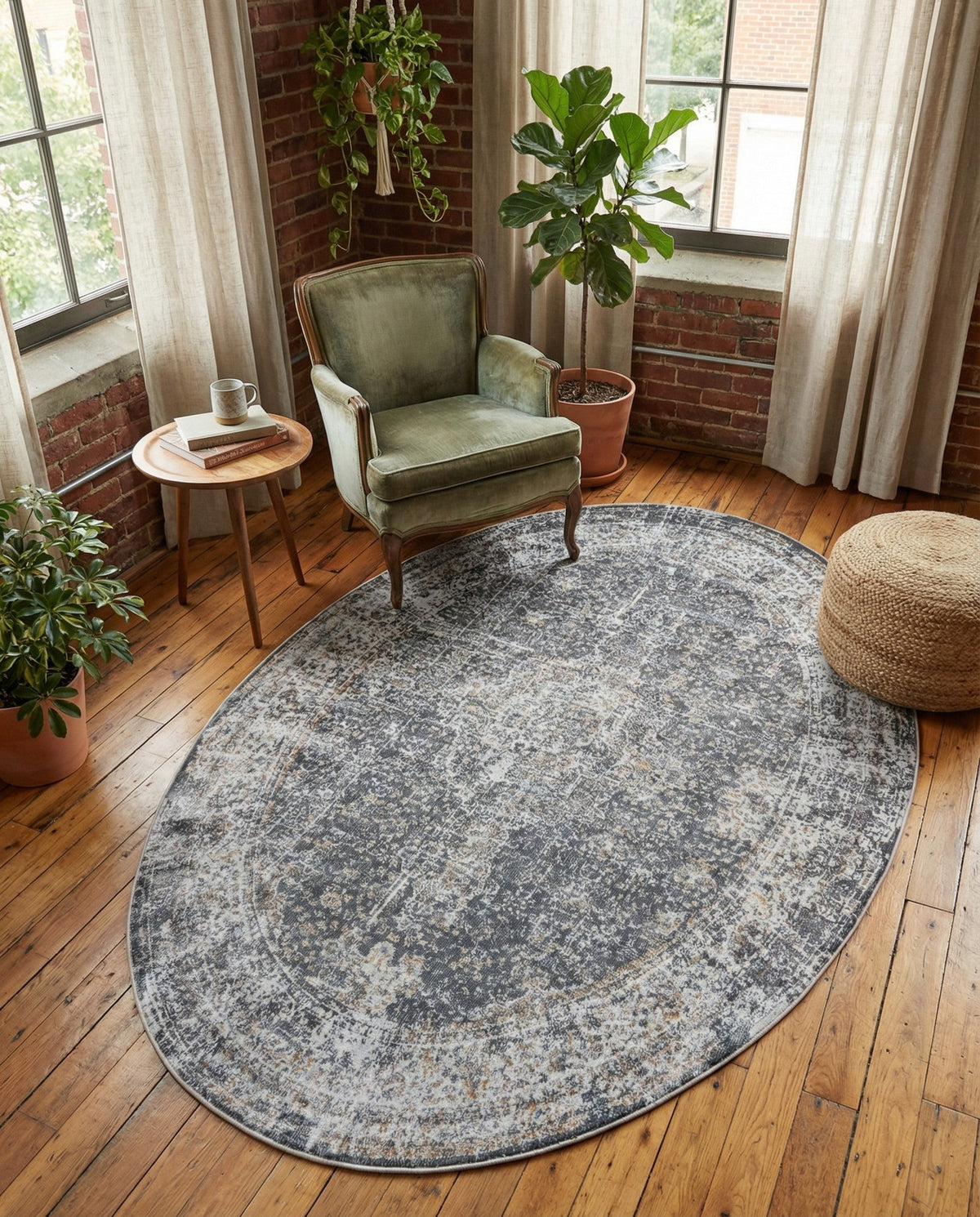 Caribbean Breeze Collection Area Rug -  Utila Oval Fume Gray  lifestyle 87