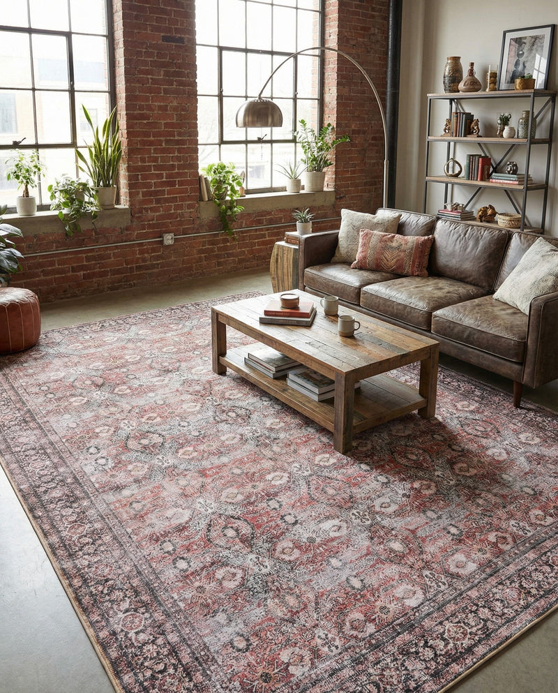 Heritage Elegance Collection Area Rug -  Hampton Rectangle Antique Red  lifestyle 21