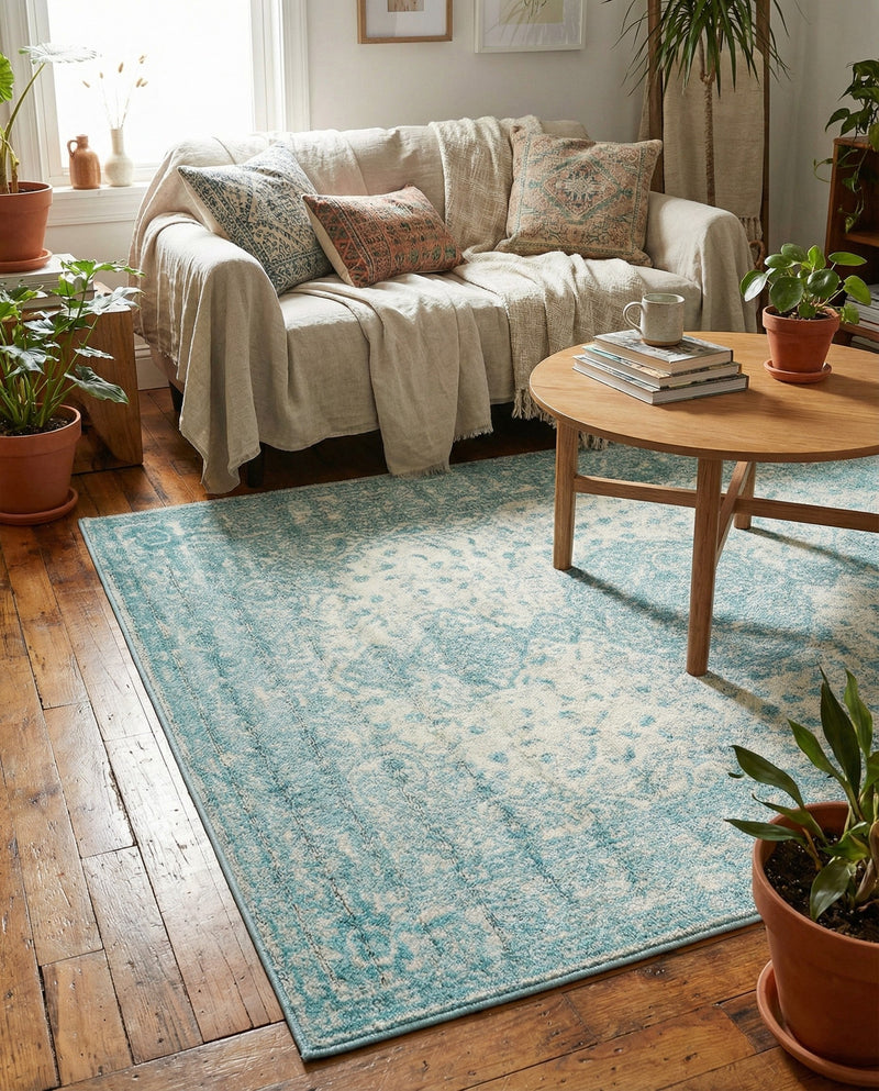 Dover Terrace Collection Area Rug - Marina (Aqua) Rectangle Aqua  lifestyle 11