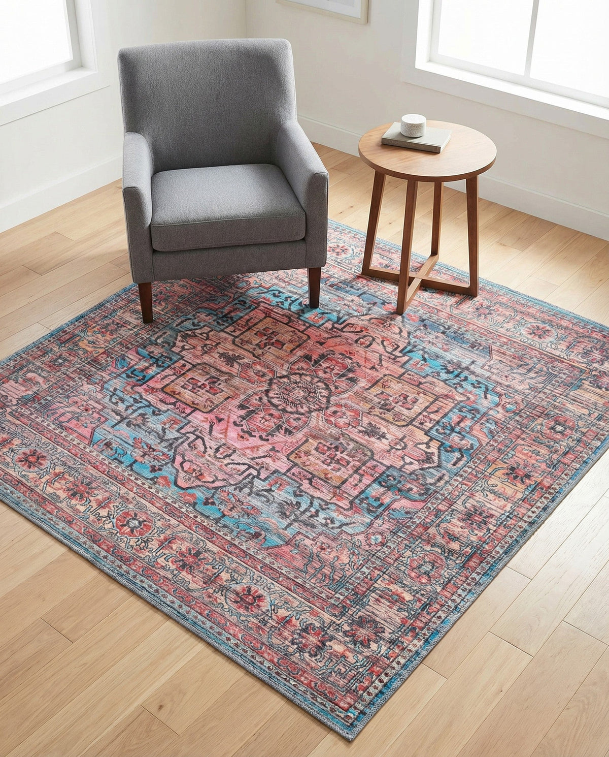 Zahara Oasis Collection Area Rug -  Fez Square Blue  lifestyle 96