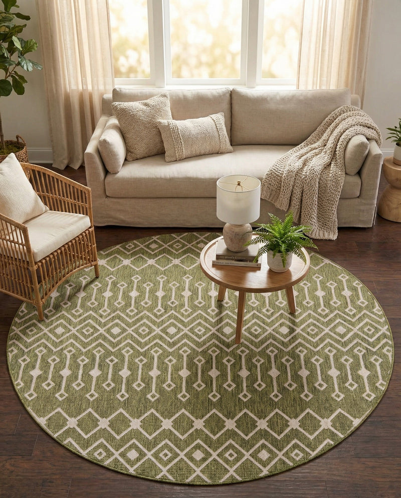 Savannah Pergola Collection Area Rug -  Pergola (Green) Round Green  lifestyle 76