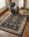 Isfahan Elegance Collection Area Rug - Naghsh-e Jahan (Black) Rectangle Black  lifestyle 33