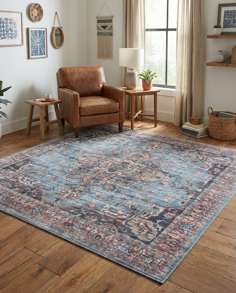 Zahara Oasis Collection Area Rug -  Casablanca Square Blue  lifestyle 54