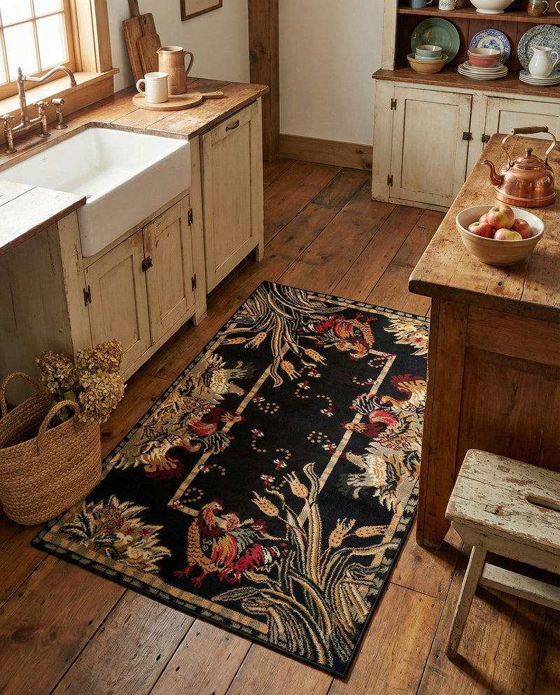 Rural Charm Collection Area Rug - Meadowbrook Rectangle Black  lifestyle 48