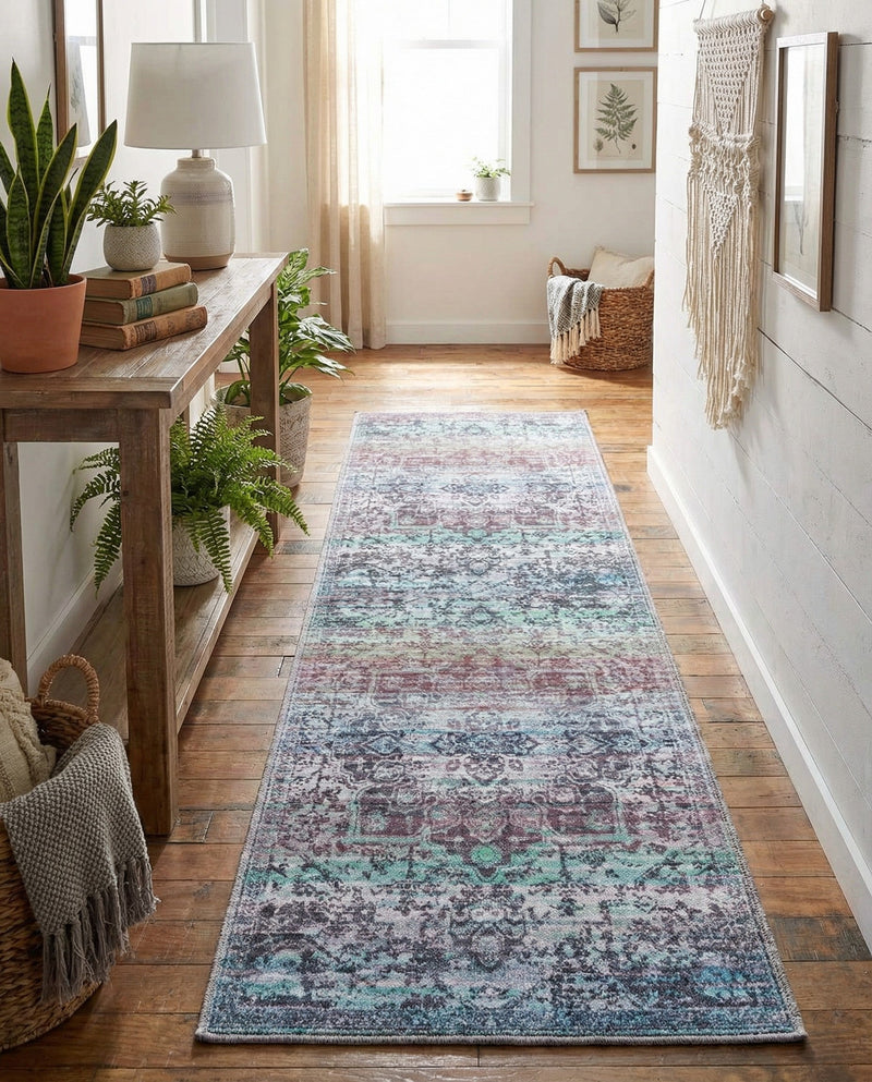 Baroque Era Collection Area Rug - Versailles (Blue Green) Runner Blue Green  lifestyle 15