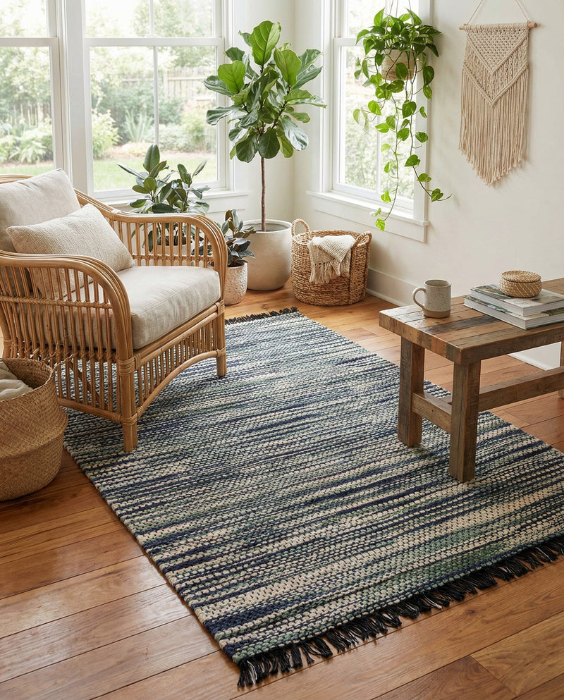 Savannah Jute Collection Area Rug - Nantucket Rectangle Green and Ivory  lifestyle 20