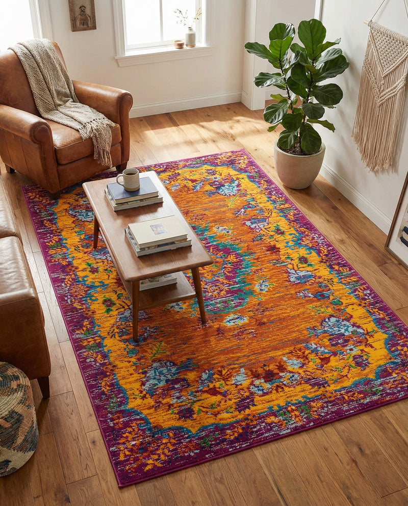 Caribbean Cove Collection Area Rug -  Nevis Rectangle Orange  lifestyle 15