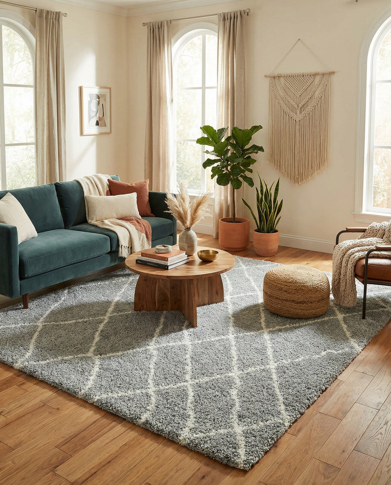 Cozy Haven Shag Collection Area Rug - Serenity (Cloud Gray) Square Cloud Gray  lifestyle 55