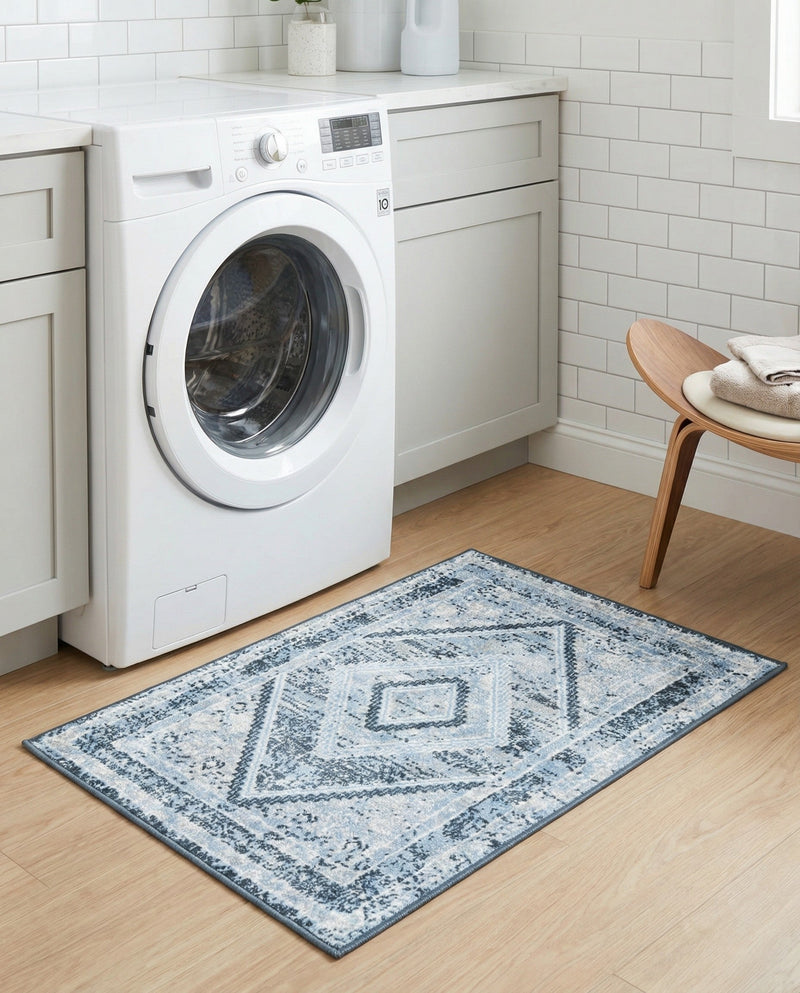 Aegean Elegance Washables Collection Area Rug -  Delos Rectangle Navy Blue  lifestyle 16