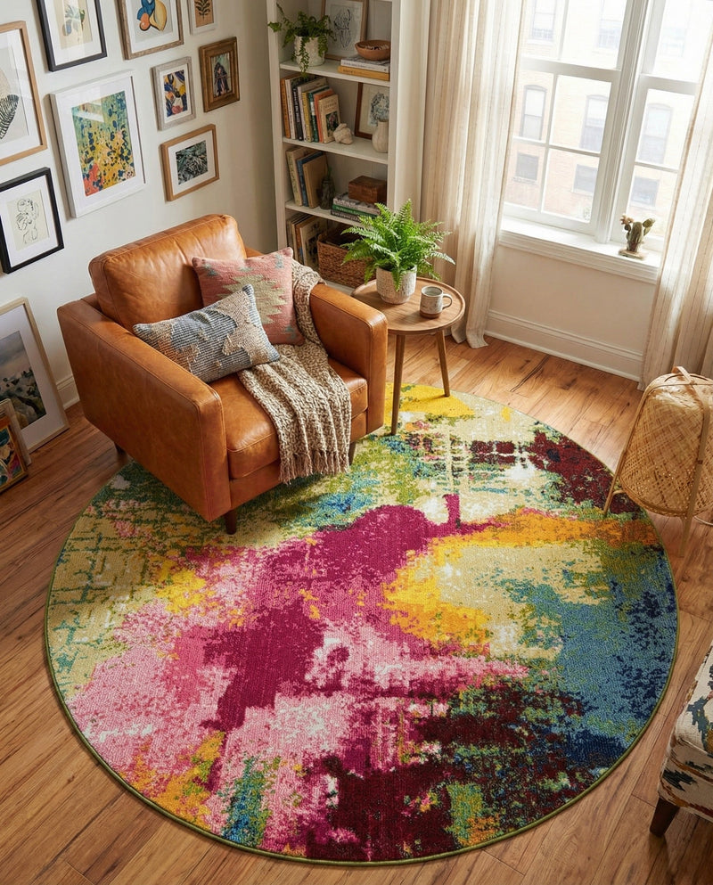 Marrakesh Elegance Collection Area Rug -  Draa Round Multi  lifestyle 56