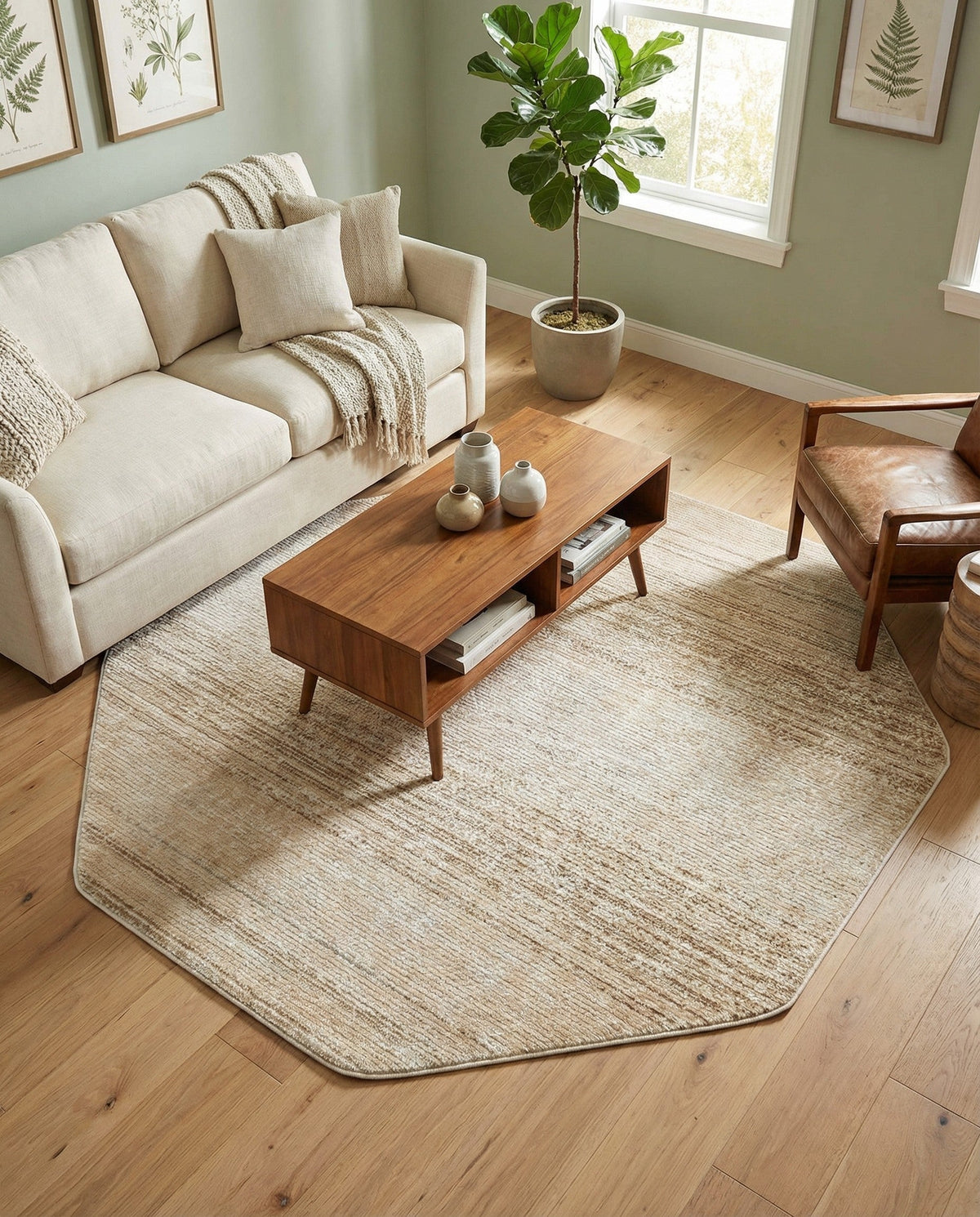 Jewel Oasis Collection Area Rug - Sapphire (Ivory) Octagon Ivory  lifestyle 116