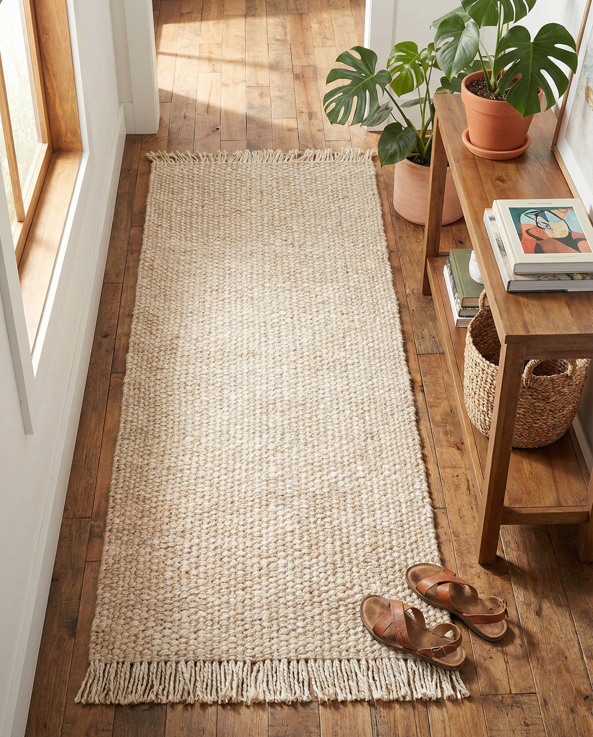 Savannah Jute Collection Area Rug - Seashore Runner Ivory  lifestyle 98