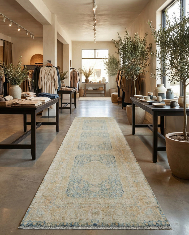 Bazaar Chic Collection Area Rug -  Kenitra Runner Blue and Ivory  lifestyle 42