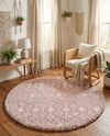 Berber Lattice Shag Collection Area Rug - Atlas (Light Pink) Round Light Pink  lifestyle 56
