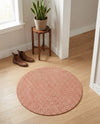 Highland Woven Jute Collection Area Rug - Glenmore (Rust Red) Round Rust Red  lifestyle 61