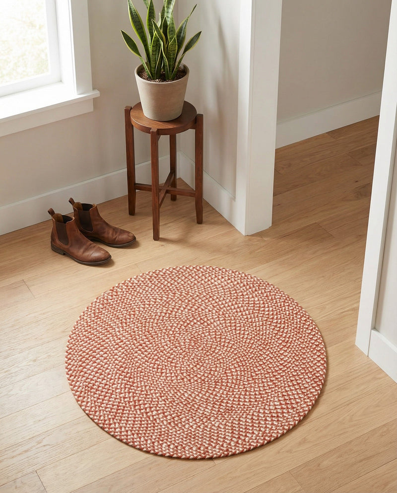 Highland Woven Jute Collection Area Rug - Glenmore (Rust Red) Round Rust Red  lifestyle 61