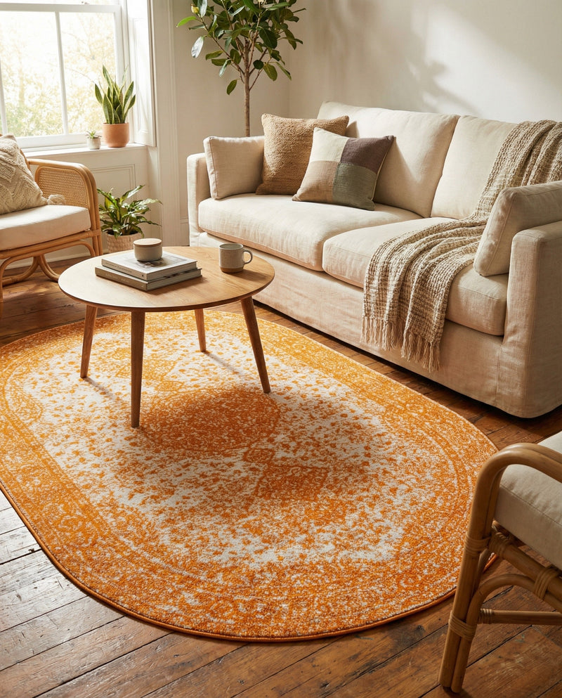 Dover Terrace Collection Area Rug - Marina (Orange) Oval Orange  lifestyle 41