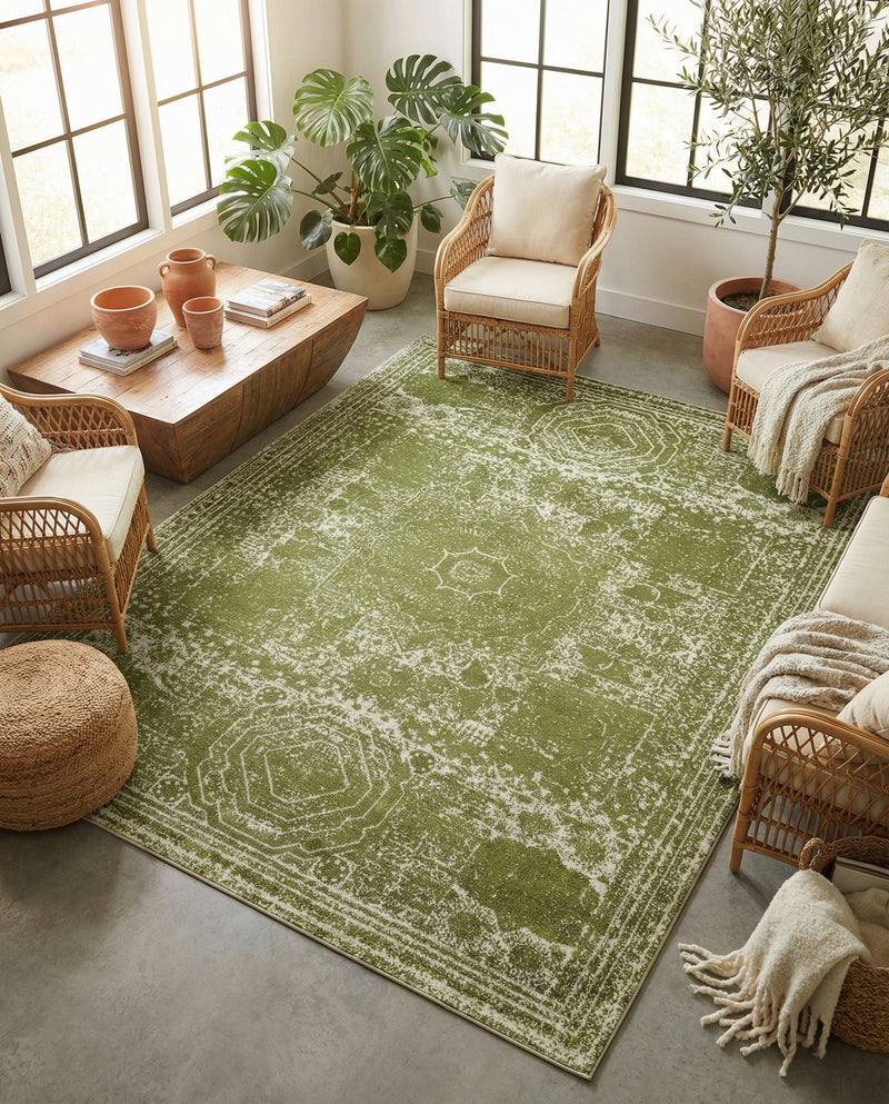 Dover Terrace Collection Area Rug -  Lagoon (Green) Rectangle Green  lifestyle 11