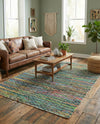 Zigzag Marina Collection Area Rug - HarborStripes Rectangle Green  lifestyle 25