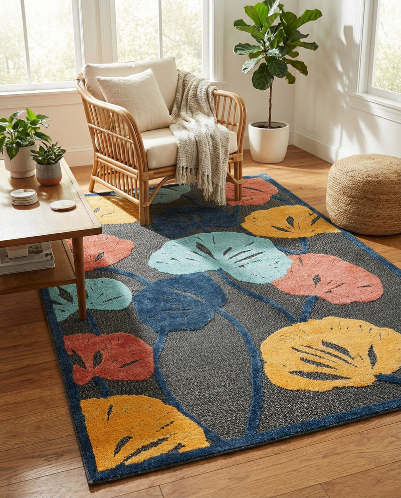 Caribbean Terrace Collection Area Rug -  Grenada Rectangle Charcoal  lifestyle 17