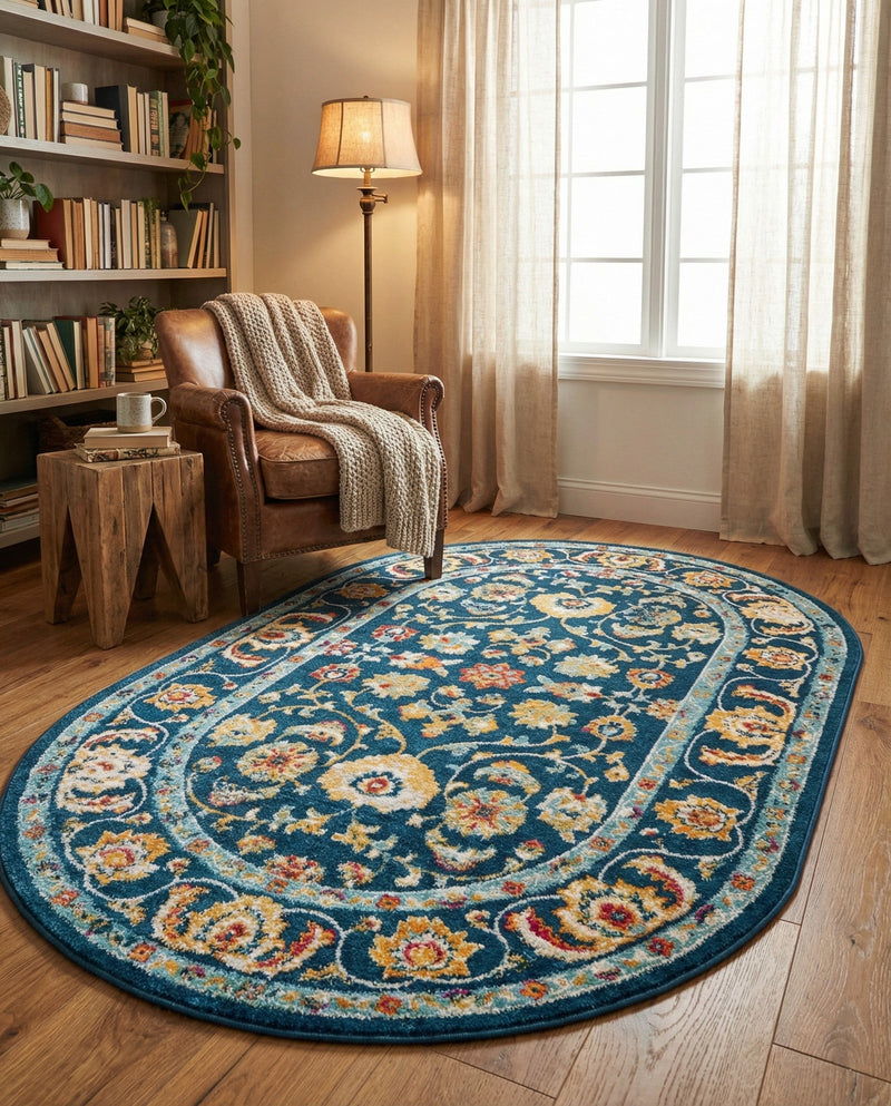 Adriana Terrace Collection Area Rug -  Positano (Navy Blue) Oval Navy Blue  lifestyle 52