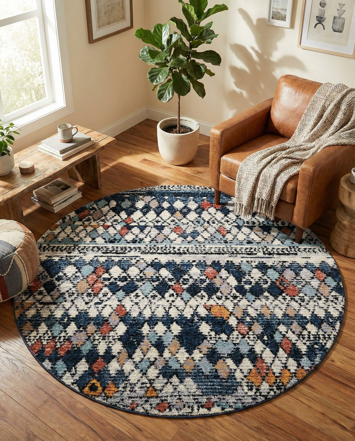 Tangier Treasures Collection Area Rug -  Marrakech Round Multi  lifestyle 169