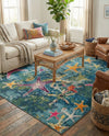 Sorrento Shores Collection Area Rug - Positano Rectangle Navy Blue  lifestyle 7