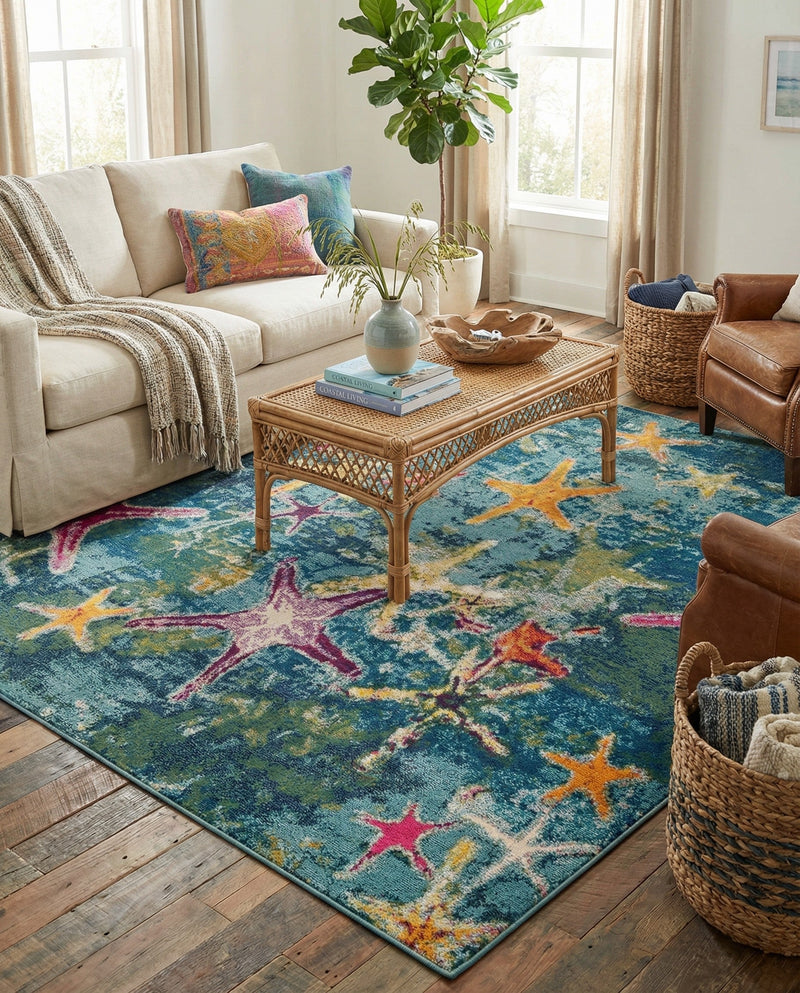 Sorrento Shores Collection Area Rug - Positano Rectangle Navy Blue  lifestyle 7