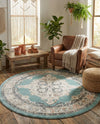 Beverly Grove Collection Area Rug -  Fairfax (Aqua) Round Aqua  lifestyle 66