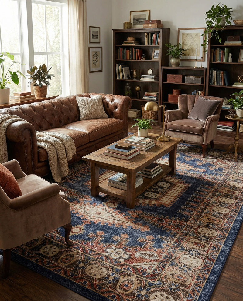 Eden Oasis Collection Area Rug -  Refuge (Blue) Rectangle Blue  lifestyle 4