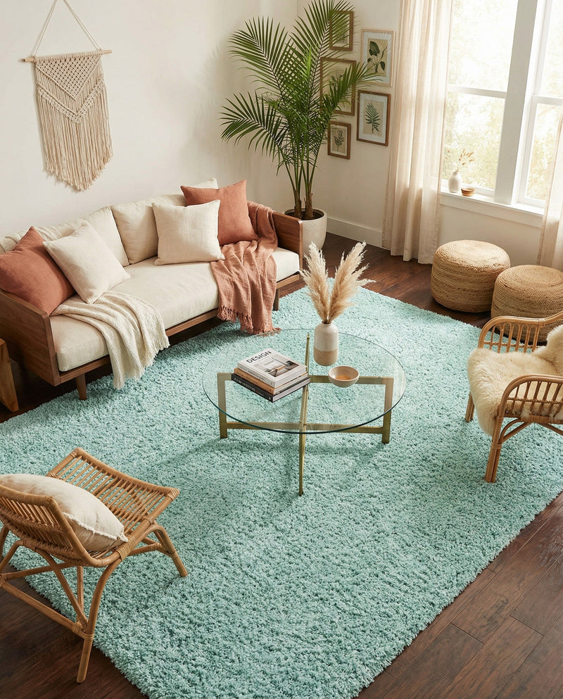 Eternal Plush Oasis Collection Area Rug -  Tranquility (Cyan) Rectangle Cyan  lifestyle 16