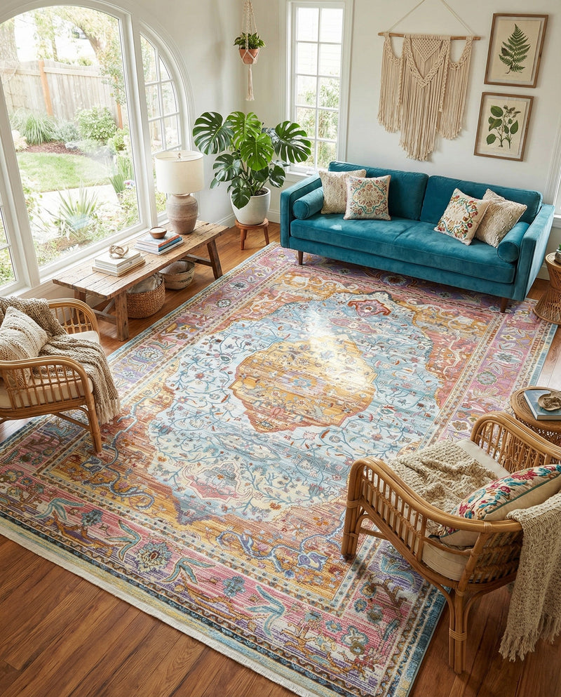 Caribbean Breeze Collection Area Rug -  Vieques Rectangle Light Blue  lifestyle 42