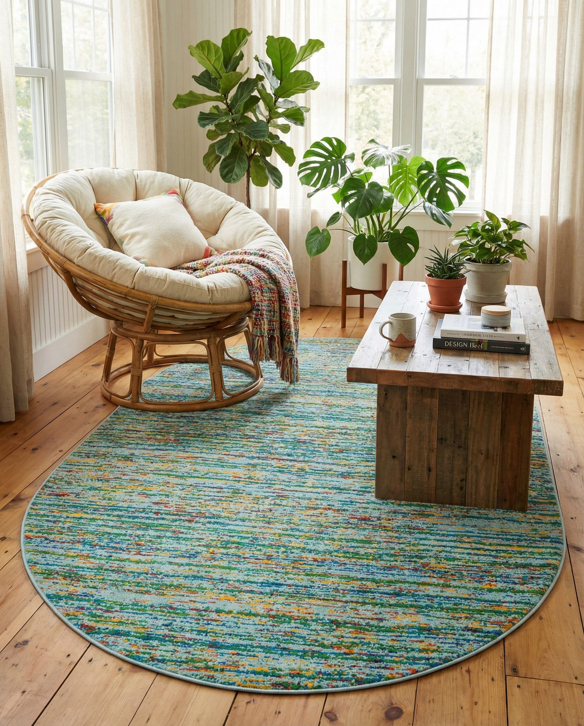 Caribbean Cove Collection Area Rug -  Lucia Oval Aqua  lifestyle 131