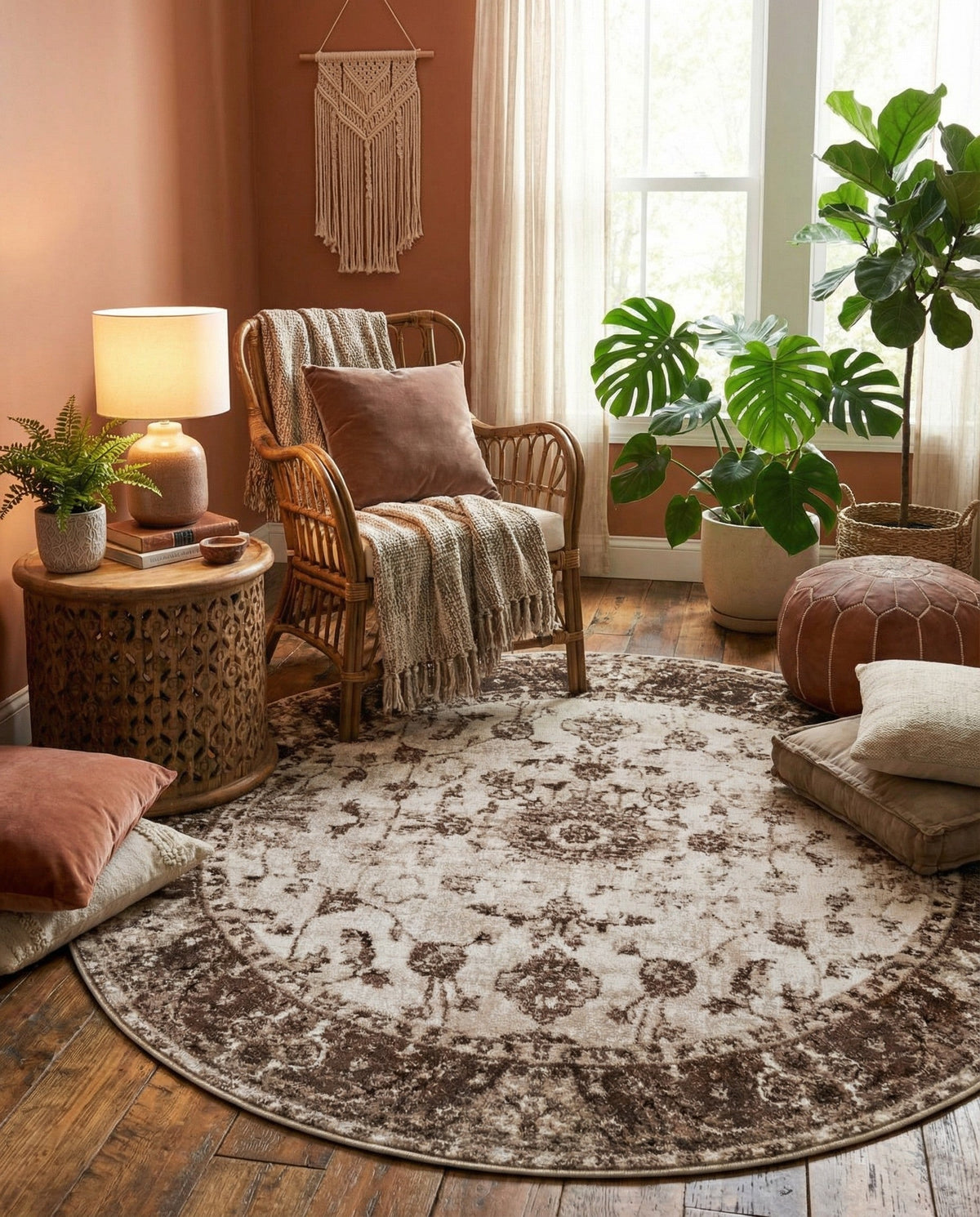 Andes Summit Collection Area Rug -  Aconcagua Round Cream  lifestyle 89