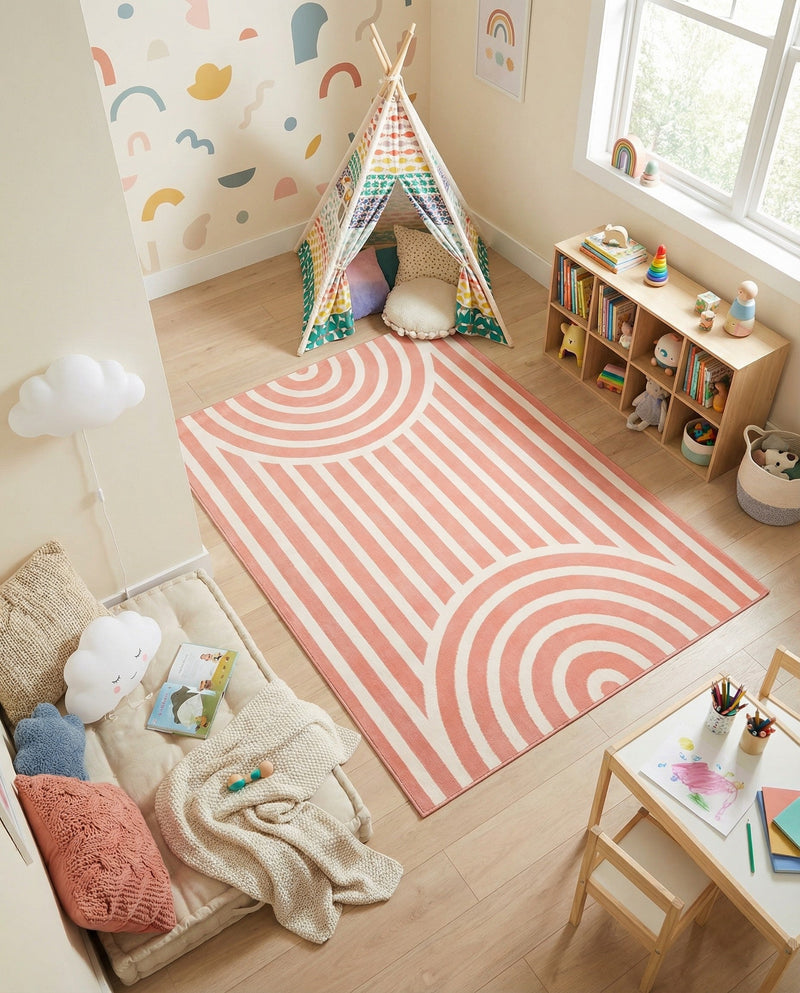 Wonder Tykes Collection Area Rug -  Joydale Rectangle Soft Coral Pink  lifestyle 28