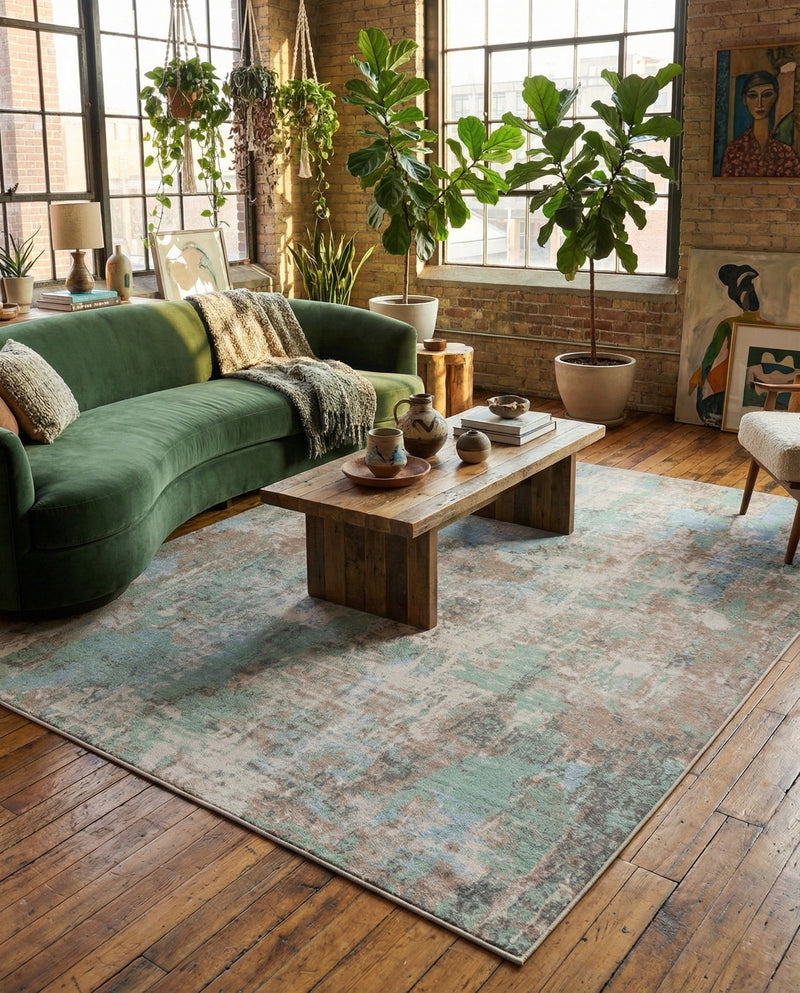 Lagoon Oasis Collection Area Rug -  Seagrass Rectangle Teal  lifestyle 37