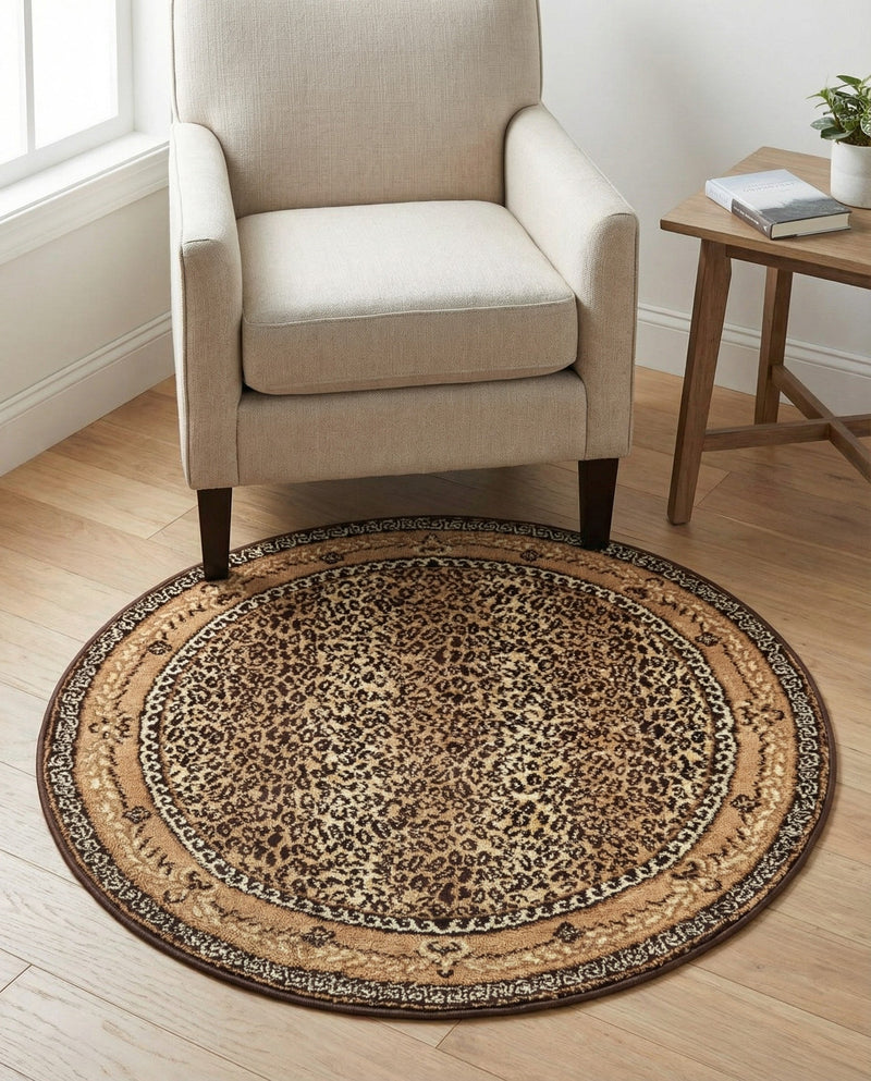 Savannah Sojourn Collection Area Rug -  Limpopo Round Brown  lifestyle 58