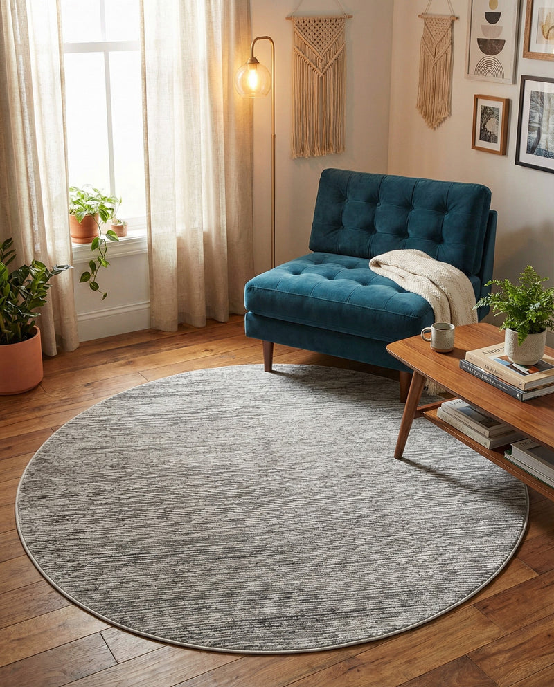 Bloomsbury Elegance Collection Area Rug -  Kensington (Gray) Round Gray  lifestyle 69